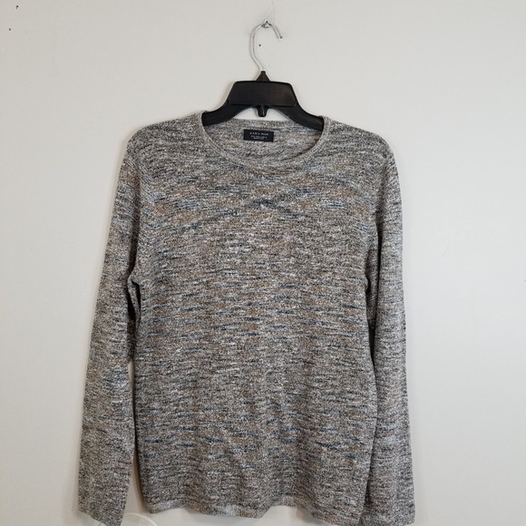 Zara Men Crewneck Grey Brwon Sweater - Picture 4 of 4